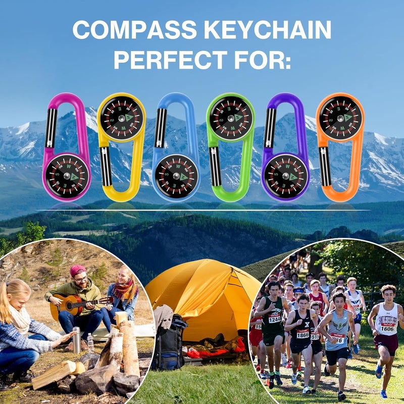 Taikula 12 Pcs Mini Compass Keychain for Kids Bulk, Small Pocket Magnetic Compass Survival Hiking for Outdoor Survival Camping Party Backpacking Accessory - Image 5